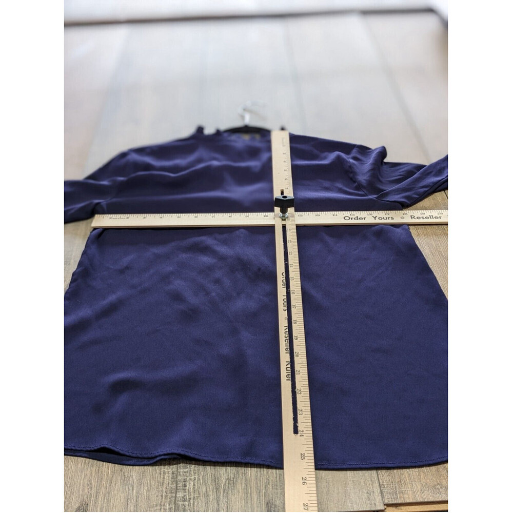 Ann Taylor Top Womens Small Petite Blue Long Flare Sleeve Pleated BOHO Work - Picture 5 of 9